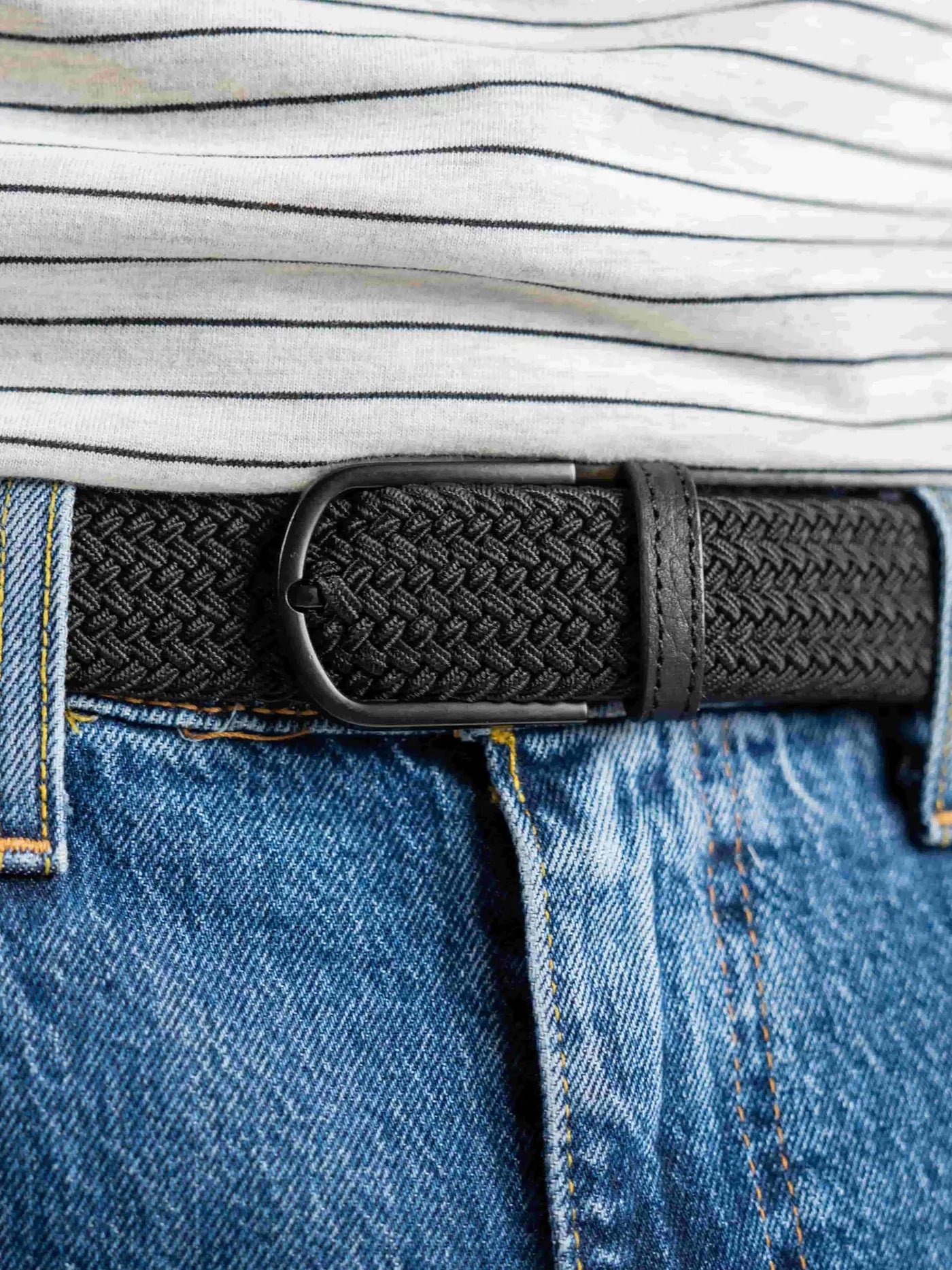 All Black Elastic Woven Belt